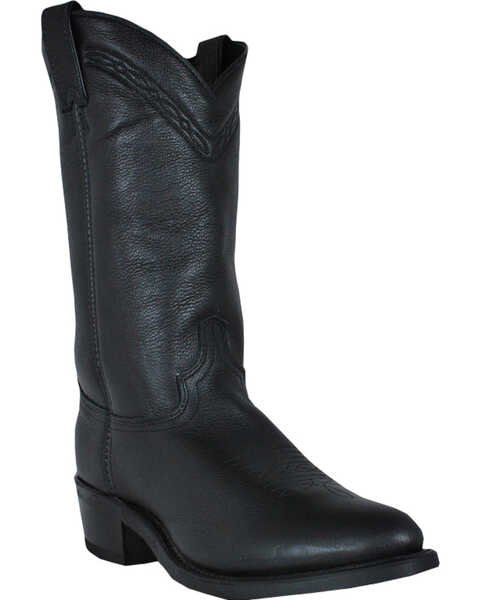 Abilene Boots Men's Waxed Cowhide Western Boots - Medium Toe, Black, hi-res