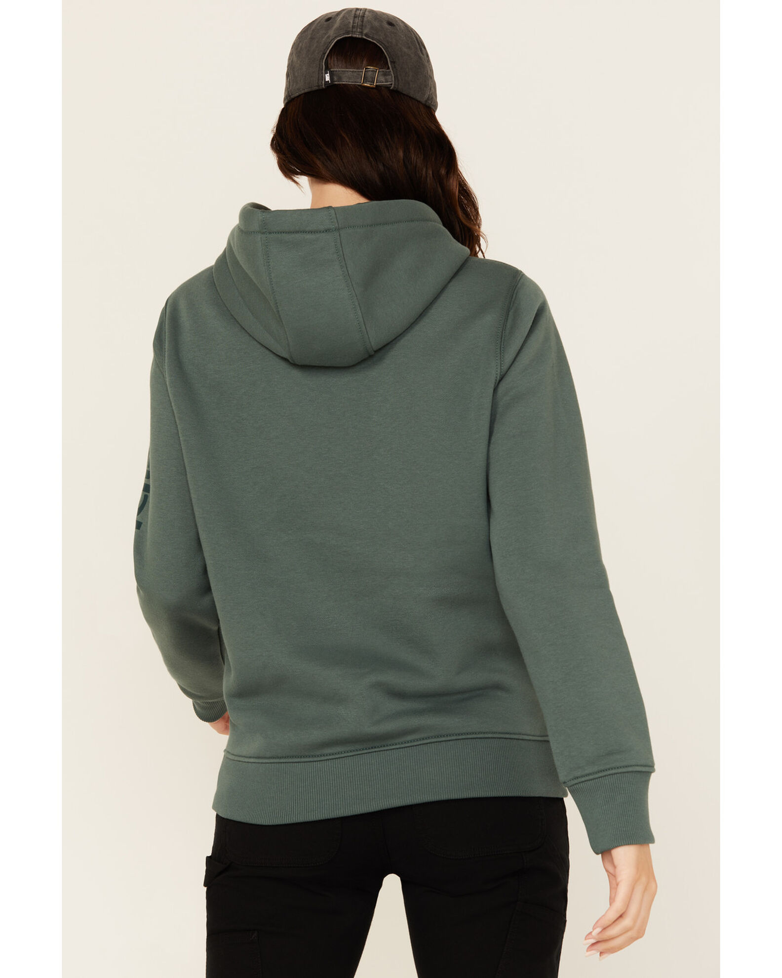 Image #4 - Carhartt Women's Relaxed Fit Midweight Logo Graphic Print Hoodie, Forest Green, hi-res