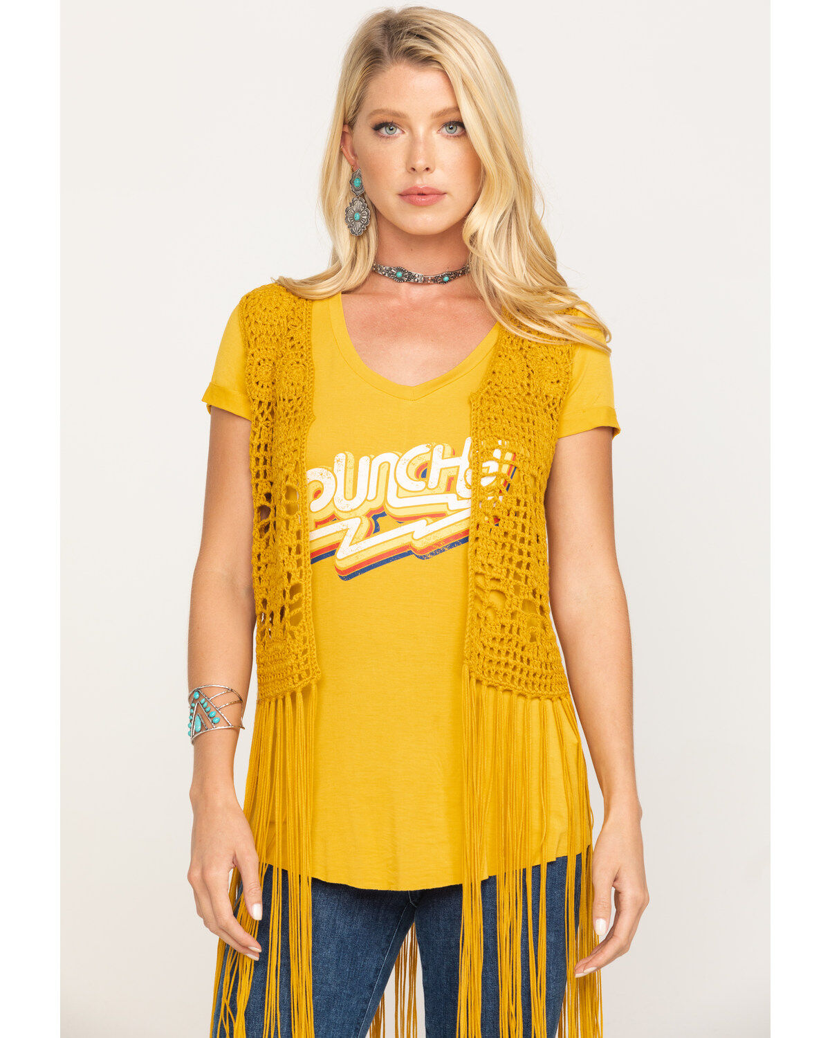 Image #5 - Rock & Roll Denim Women's Crochet Long Fringe Vest, , hi-res