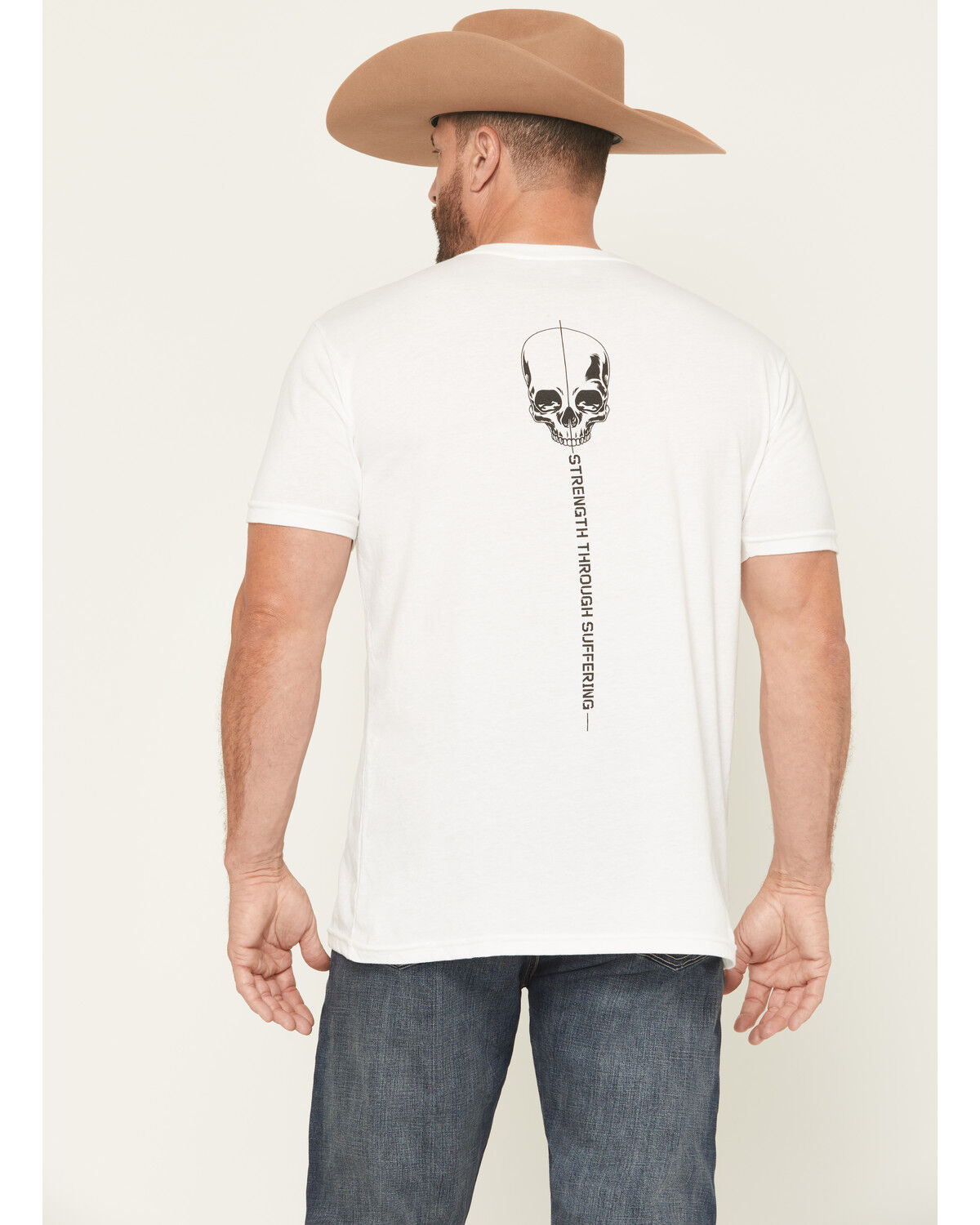 Image #1 - Grunt Style Men's Strength Through Suffering Short Sleeve Graphic T-Shirt, White, hi-res