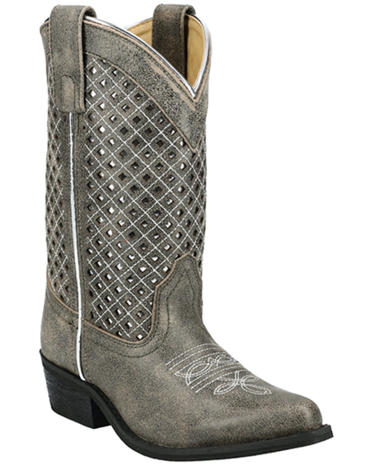 Image #1 - Smoky Mountain Girls' Magnolia Western Boots - Snip Toe, Grey, hi-res