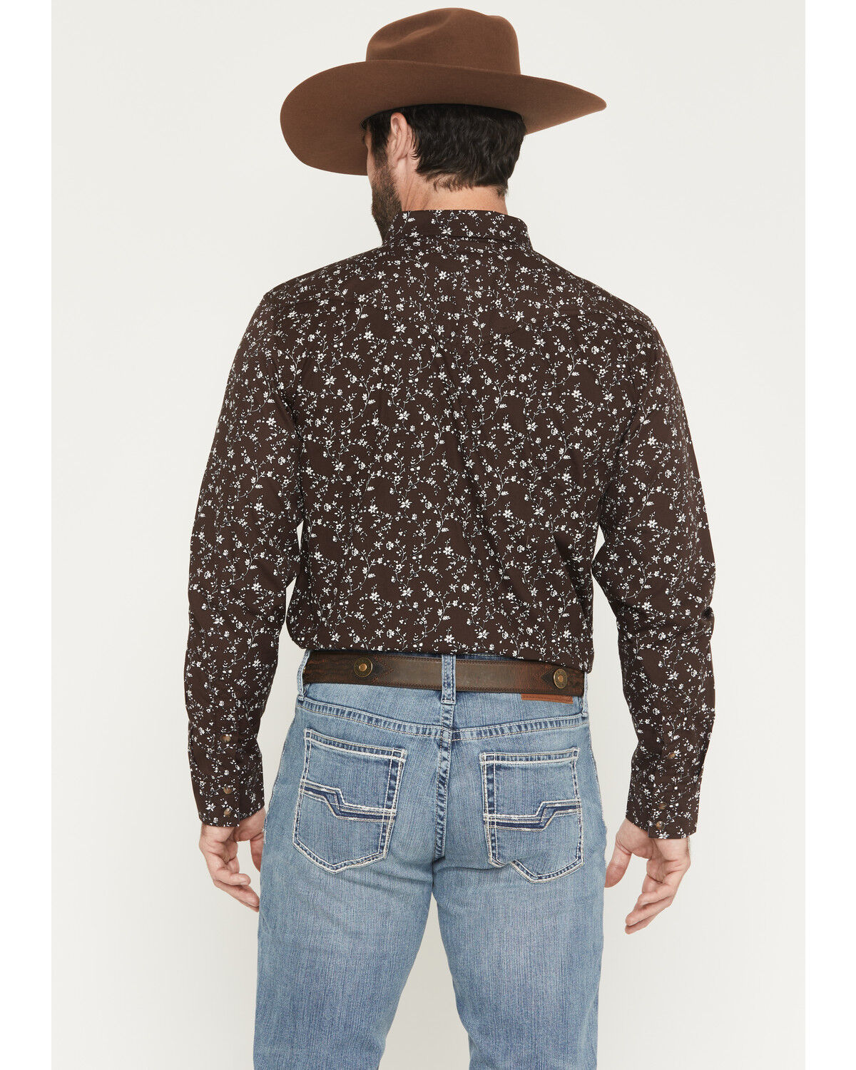 Image #4 - Cody James Men's Timberline Floral Print Long Sleeve Snap Western Shirt, Rust Copper, hi-res