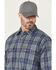 Image #2 - Ariat Men's FR Orson Plaid Print Long Sleeve Button-Down Work Shirt, Blue, hi-res