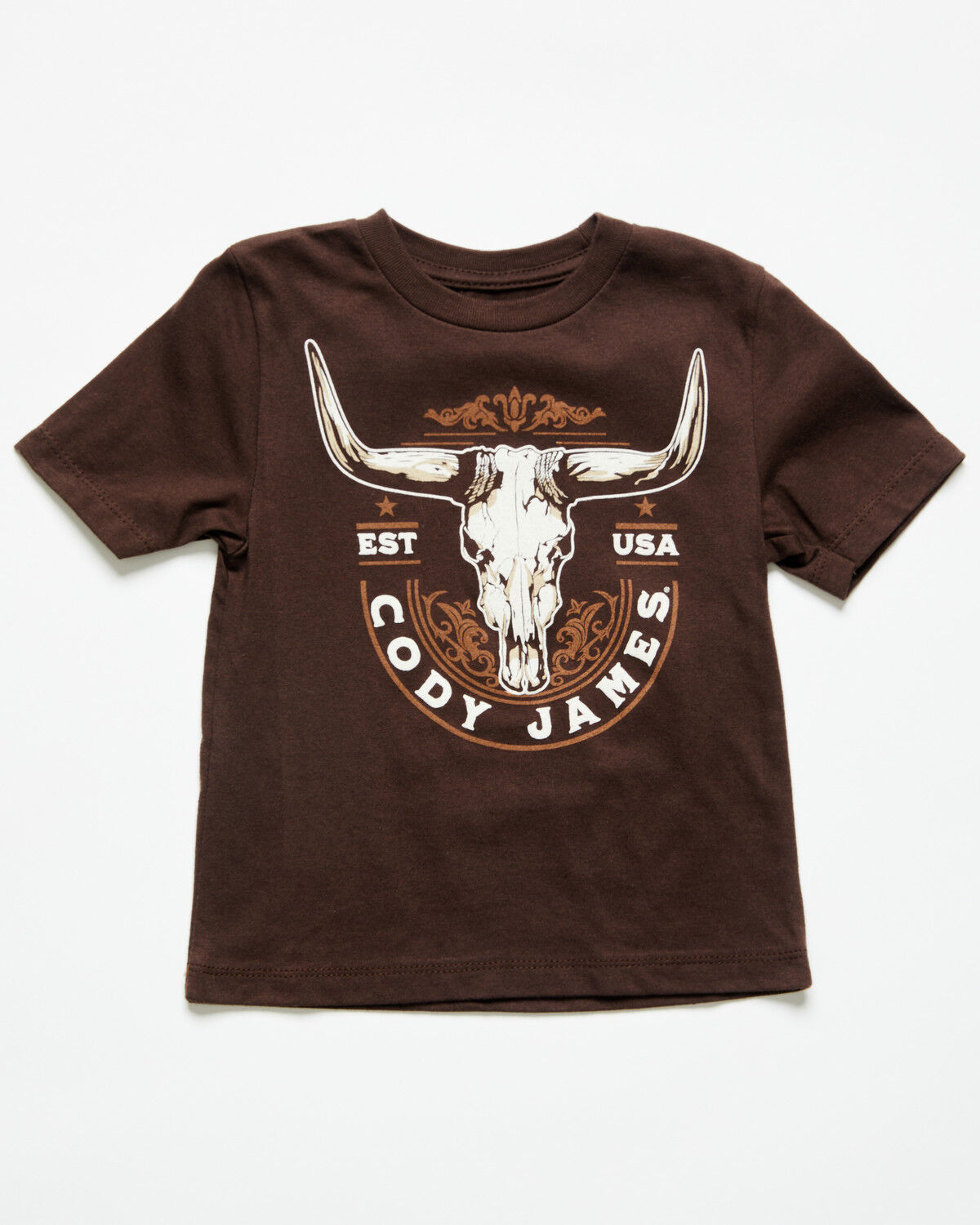 Image #1 - Cody James Toddler Boys' USA Steerhead Short Sleeve Graphic T-Shirt, Dark Brown, hi-res