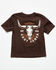Image #1 - Cody James Toddler Boys' USA Steerhead Short Sleeve Graphic T-Shirt, Dark Brown, hi-res