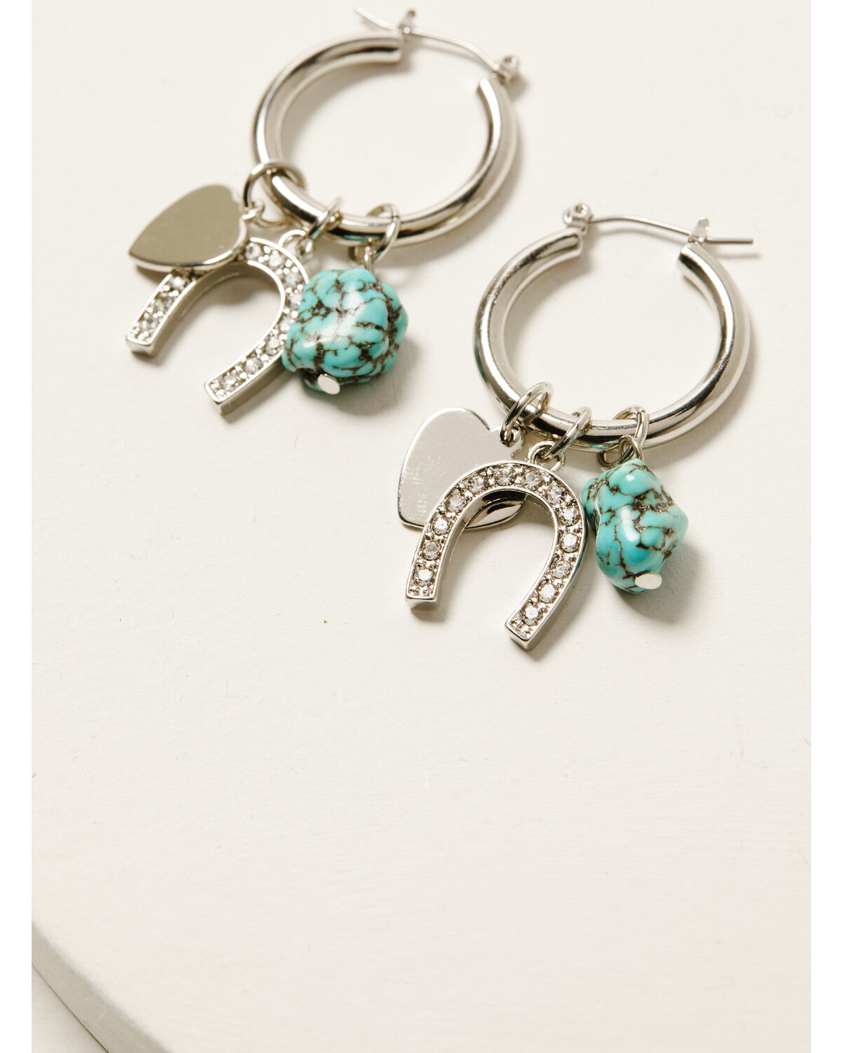 Image #2 - Shyanne Women's Dangle Charm Hoop Earrings, Silver, hi-res