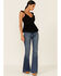 Image #2 - Shyanne Women's Black Embroidered Flutter Sleeve Tank Top , , hi-res
