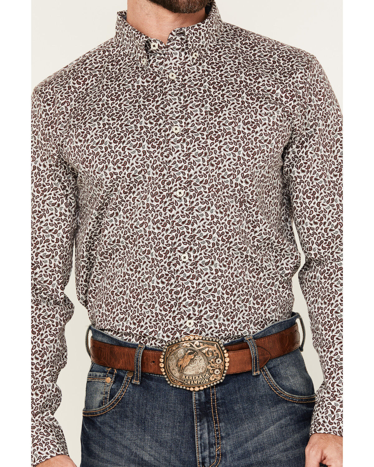 Image #3 - Cody James Men's Country Paisley Print Long Sleeve Button-Down Stretch Western Shirt, White, hi-res