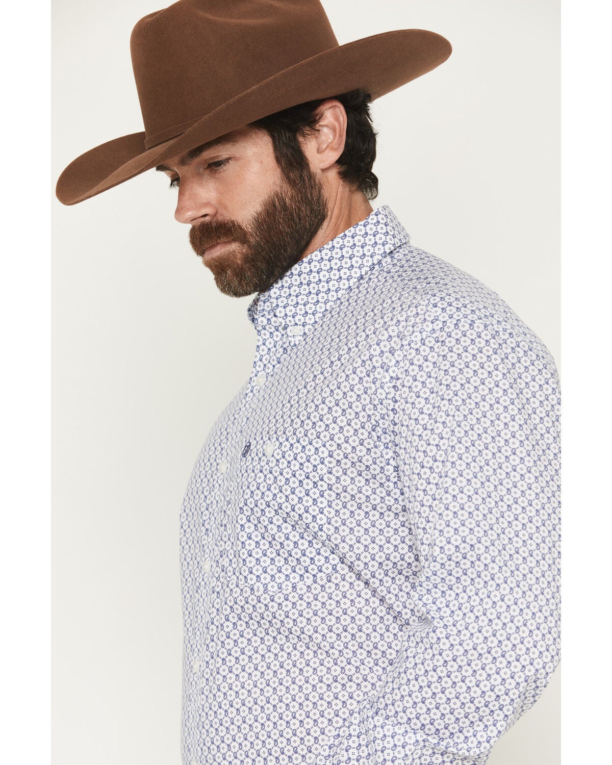 Image #2 - Wrangler Men's Classics Paisley Print Long Sleeve Button-Down Western Shirt, Blue, hi-res