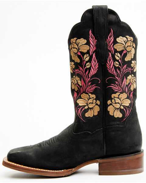 Dan Post Women's Asteria Floral Western Boots -  Broad Square Toe , Black, hi-res