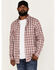 Cody James Men's Montana Plaid Print Long Sleeve Button Down Shirt , Burgundy, hi-res
