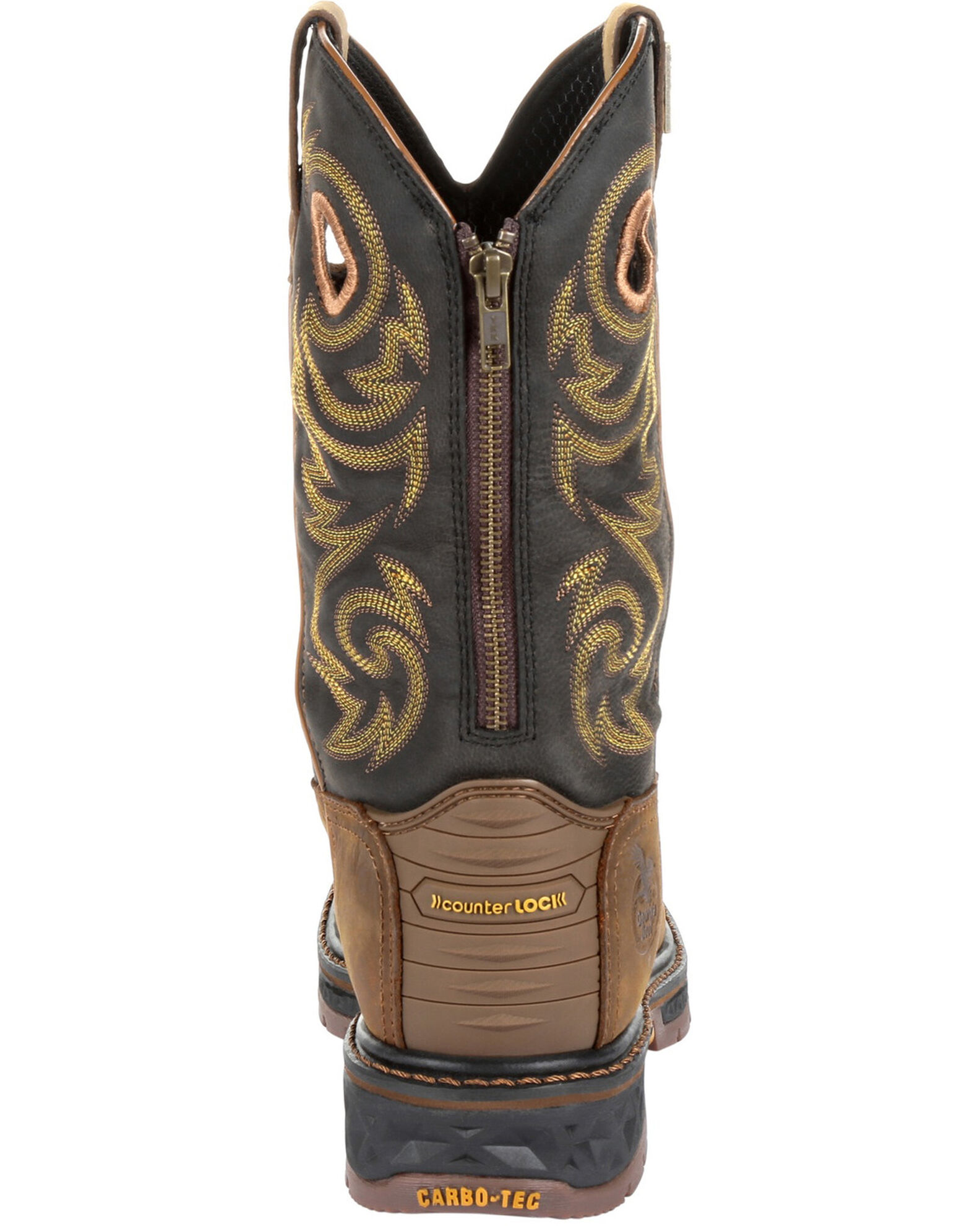 Image #4 - Georgia Boot Men's Carbo-Tec LT Waterproof Western Work Boots - Soft Toe, Black/brown, hi-res