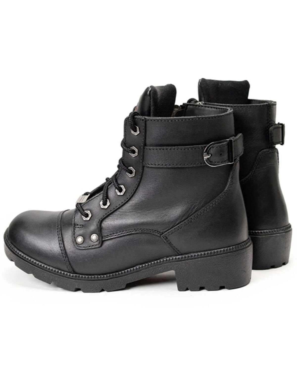 Image #3 - Milwaukee Leather Women's Front Lace Motorcycle Boots - Round Toe, Black, hi-res