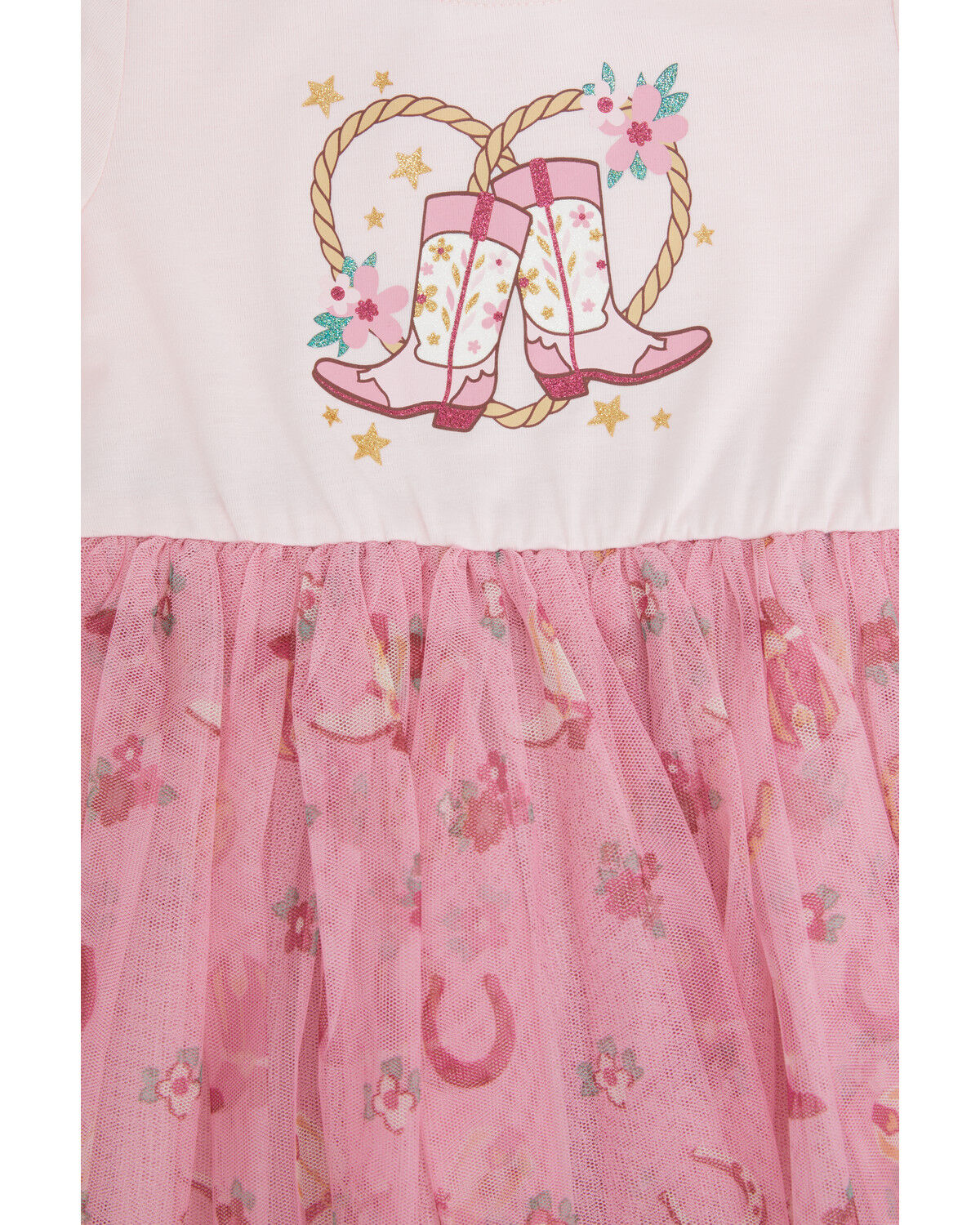 Sugar California Toddler Girls' Cowboy Boot Long Sleeve Tutu Dress