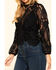 Flying Tomato Women's Crochet Lace Long Sleeve Top, Black, hi-res