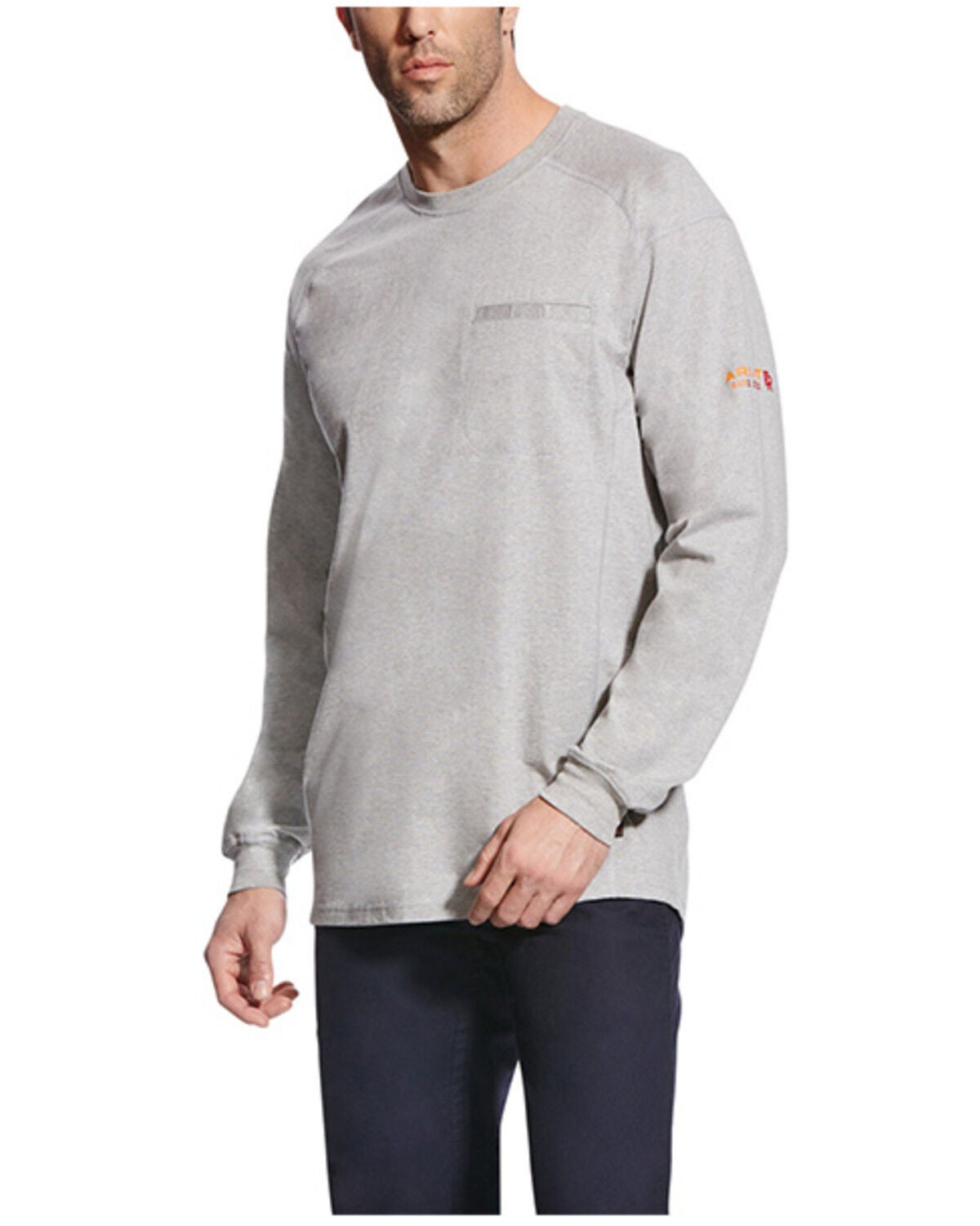 Ariat Men's FR Air Crew Long Sleeve Work Shirt - Big & Tall, Grey, hi-res