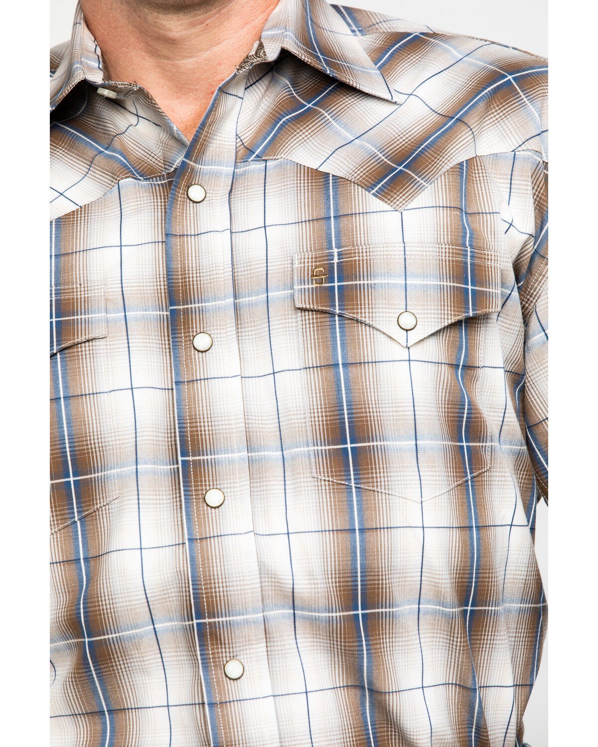 Image #4 - Roper Men's Brown Large Plaid Long Sleeve Western Shirt, , hi-res