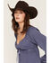 Image #2 - Ash & Violet Women's Solid Long Sleeve Shirt, Navy, hi-res