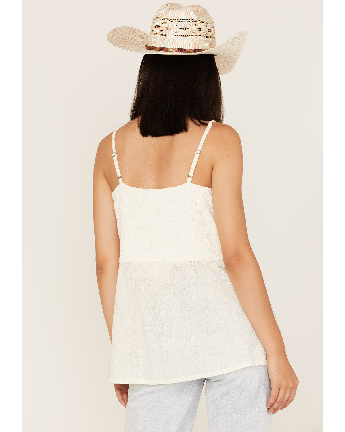 Image #4 - Cleo + Wolf Women's Smocked Button Front Woven Tank Top, Ivory, hi-res