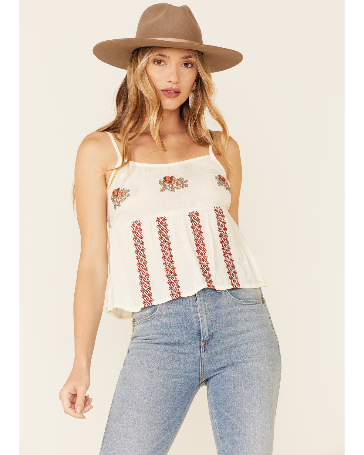 Image #1 - Shyanne Women's Off White Floral Embroidered Cami , , hi-res
