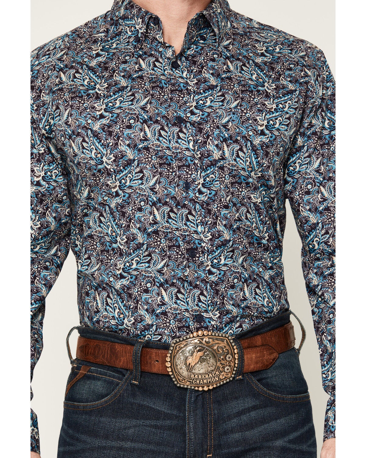 Image #3 - Ariat Men's Clem Paisley Print Long Sleeve Button-Down Western Shirt, Purple, hi-res