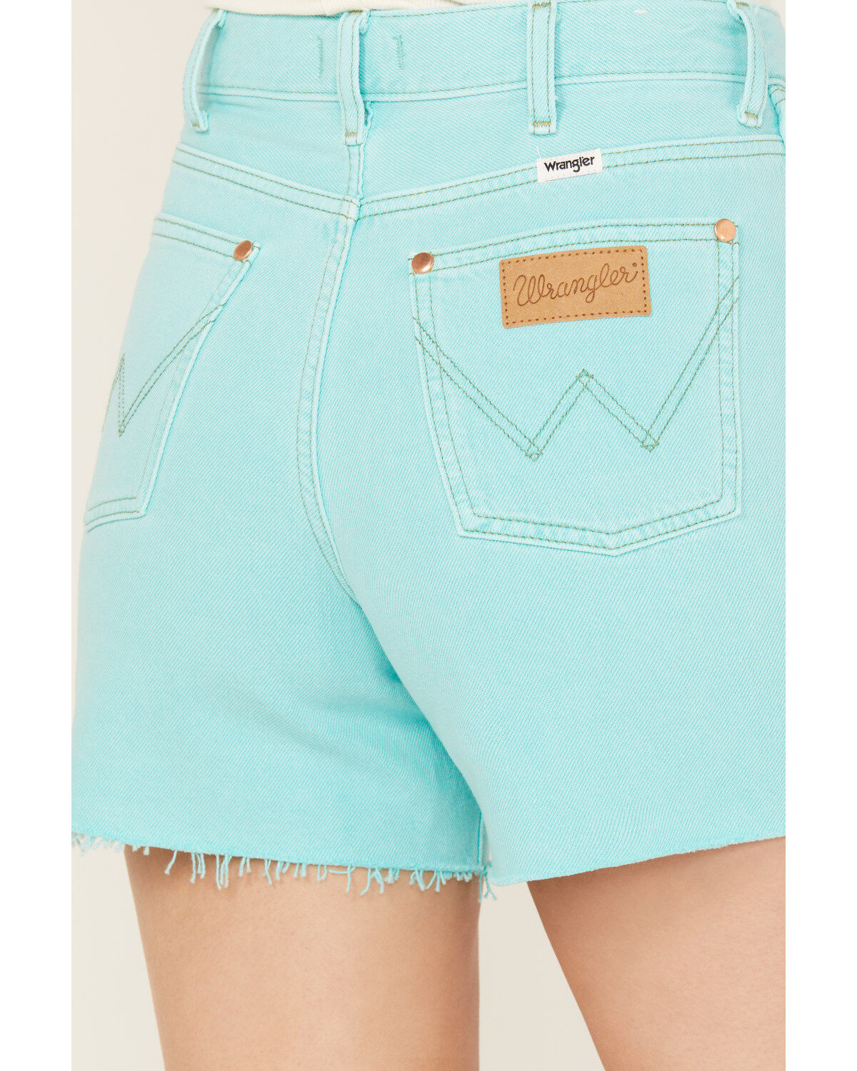 Image #4 - Wrangler Women's High Rise A-Line Cutoff Shorts, Teal, hi-res