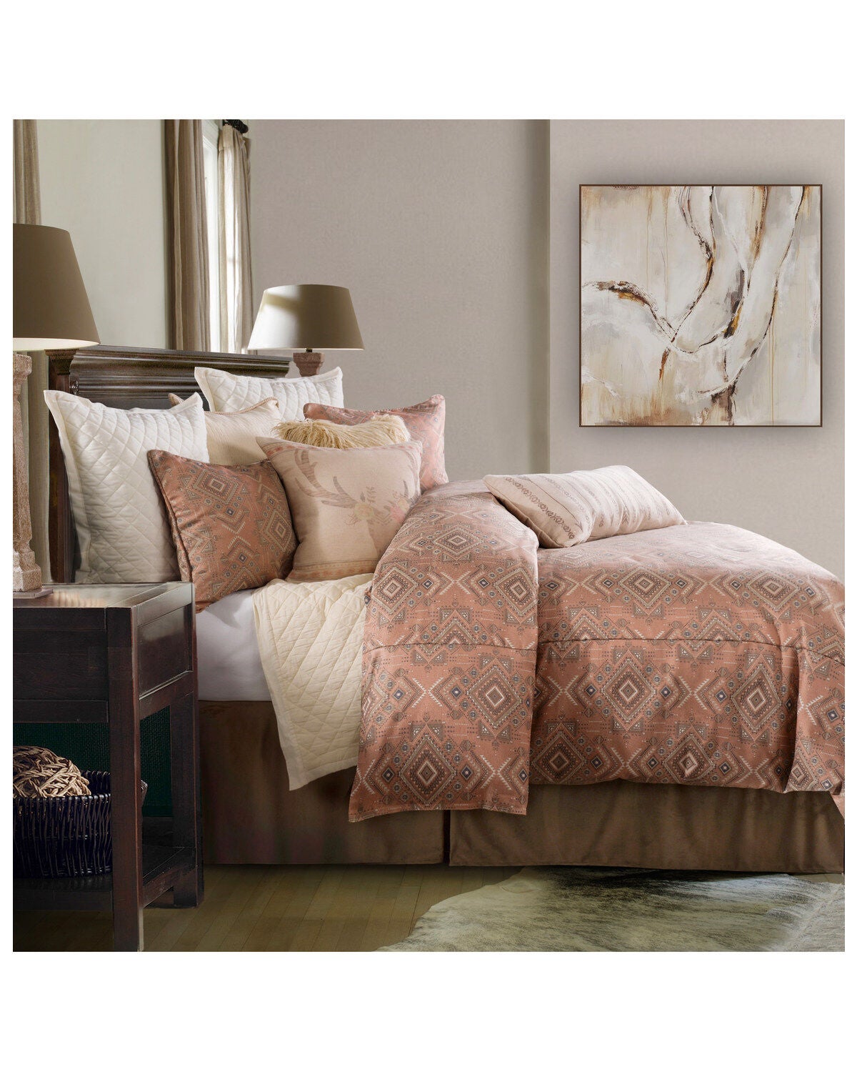 HiEnd Accents Super Queen Sedona Comforter Set - 3 Piece, Pink, hi-res