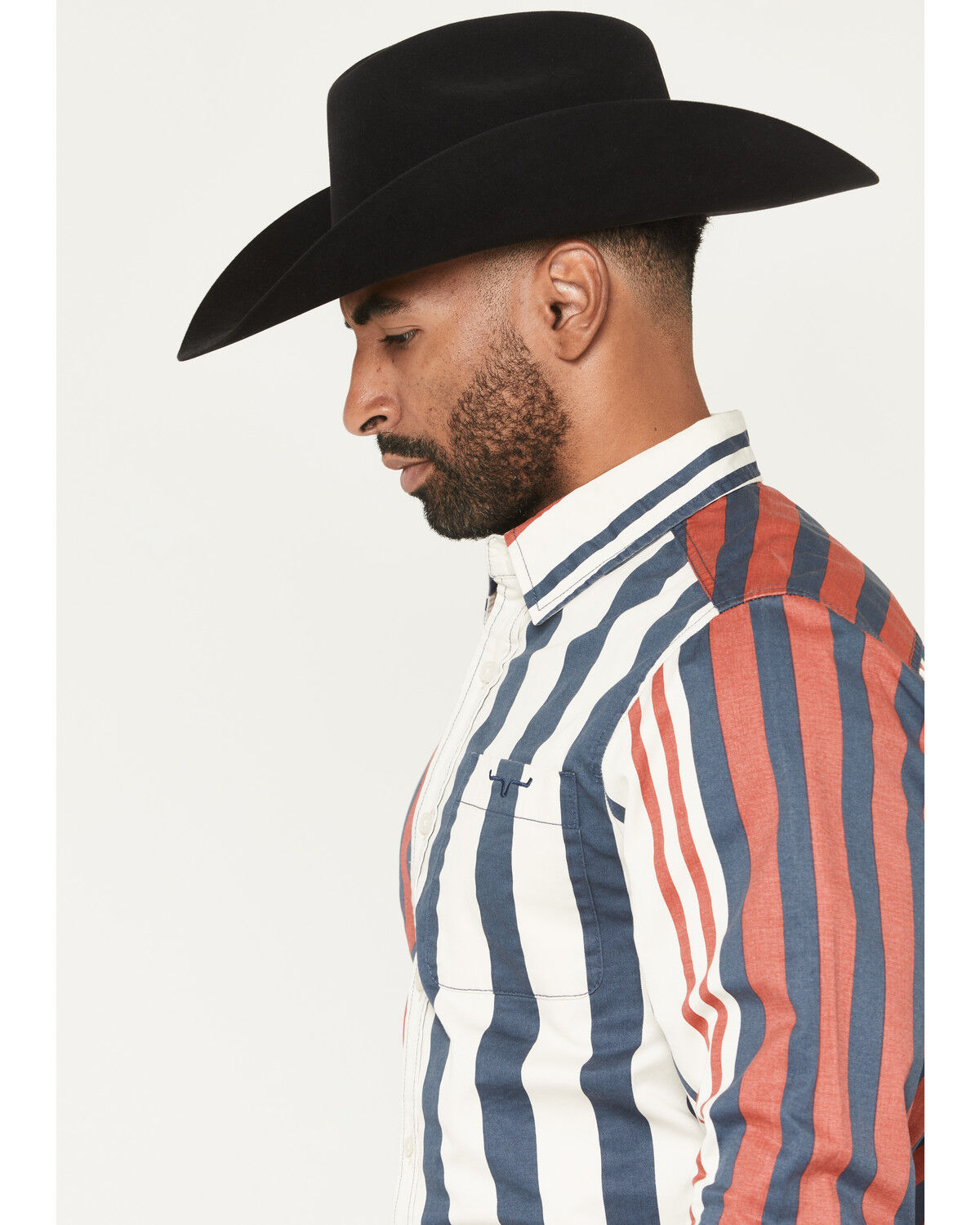 Image #2 - Kimes Ranch Men's 1992 Striped Long Sleeve Button-Down Western Shirt, Navy, hi-res