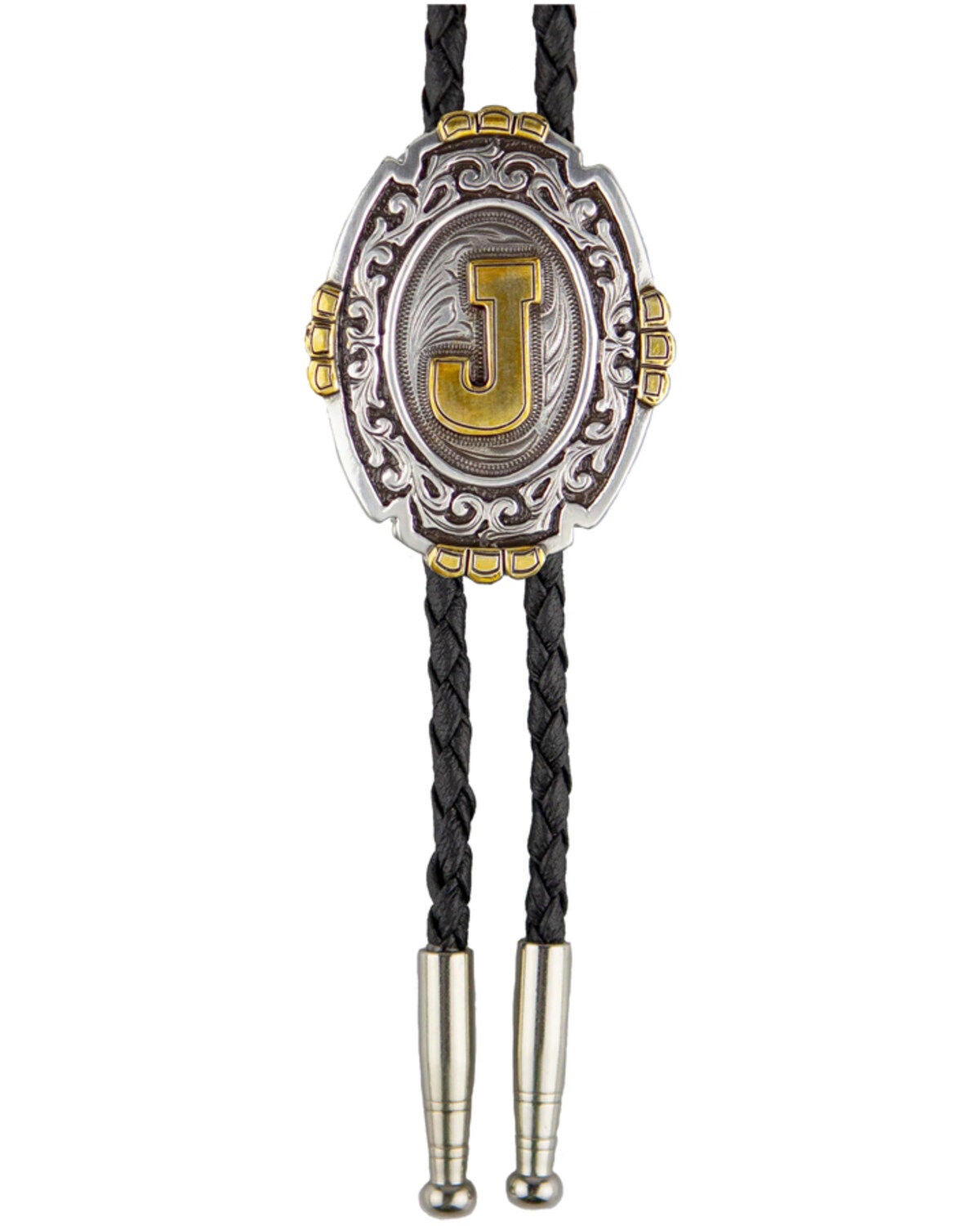 Cody James Men's Antique Silver & Gold Initial J Bolo Tie, Silver, hi-res