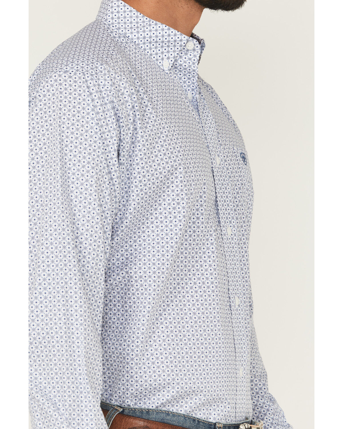 Image #2 - Ariat Men's Danny Wrinkle Free Geo Print Long Sleeve Button-Down Western Shirt - Big, Blue, hi-res