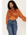 Flying Tomato Women's Shadow Stripe Top, Rust Copper, hi-res