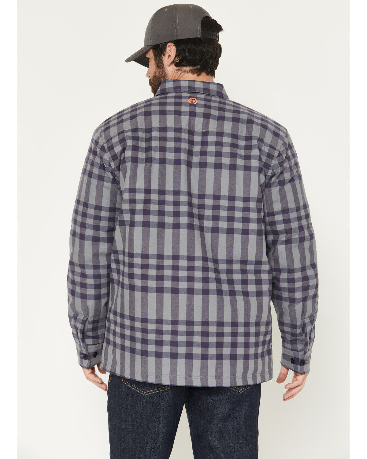 Image #4 - Hawx Men's FR Fulton Plaid Print Button-Down Work Shirt Jacket, Medium Grey, hi-res