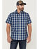 Image #1 - Brothers and Sons Men's Performance Plaid Short Sleeve Button Down Western Shirt, Blue, hi-res