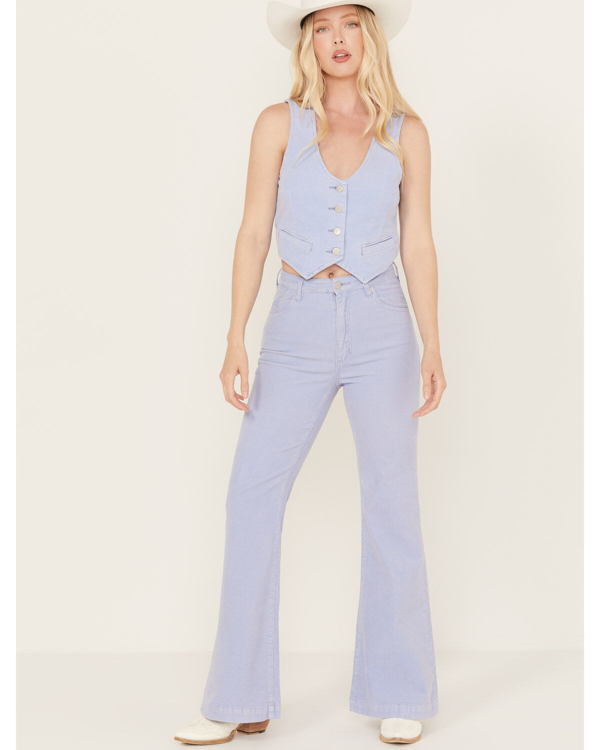 Image #1 - Rolla's Women's East Coast Corduroy Stretch Flare Jeans, Light Purple, hi-res