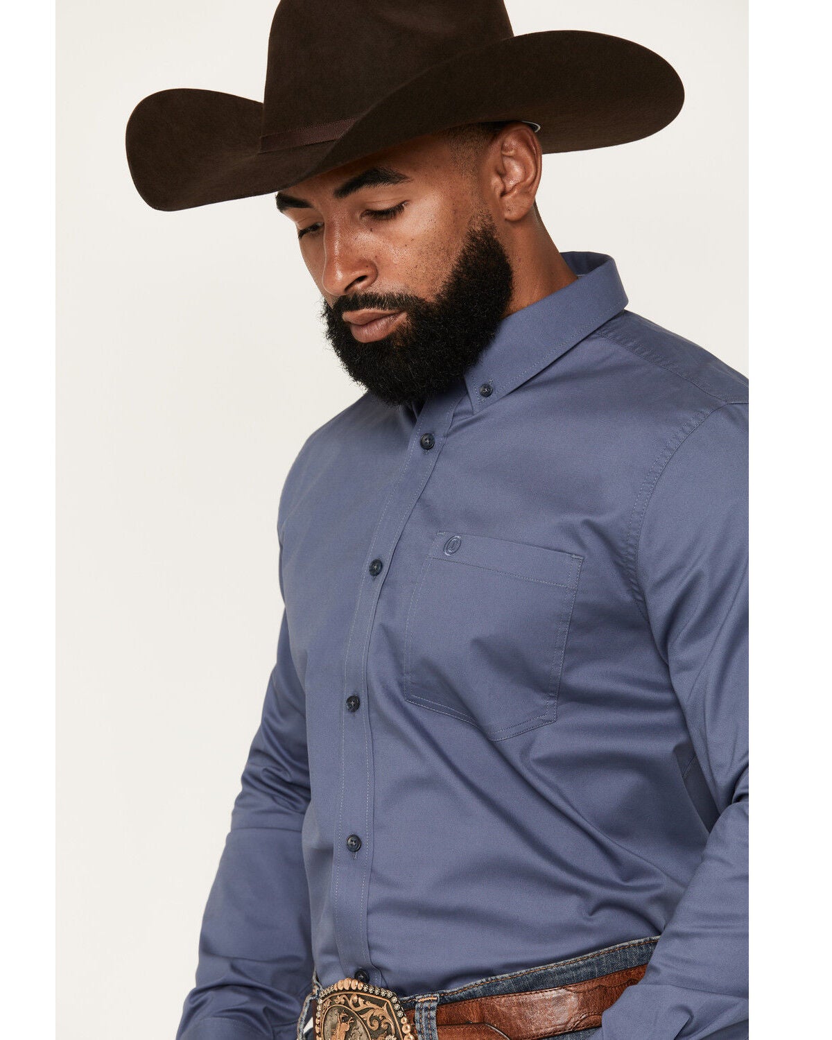 Image #2 - Cody James Men's Solid Long Sleeve Button-Down Stretch Western Shirt - Big, Slate, hi-res