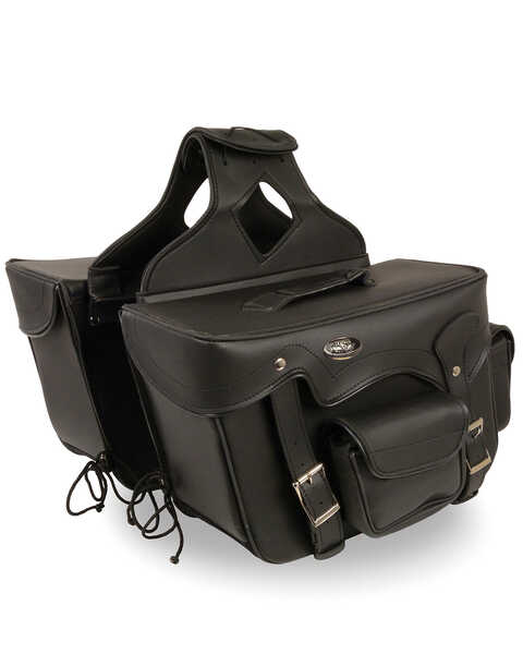 Image #3 - Milwaukee Leather Double Front Pocket Reflective Throw Over Saddle Bag, Black, hi-res