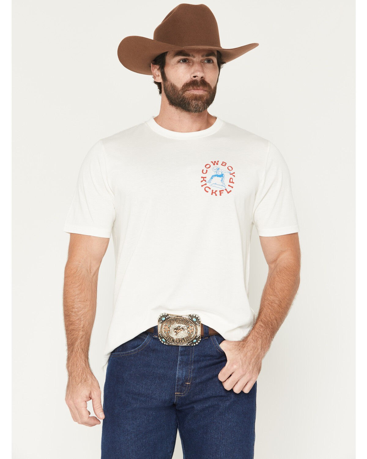 Image #2 - Sendero Provisions Men's Cowboy Kickflip Short Sleeve Graphic T-Shirt, White, hi-res