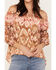 Shyanne Women's Ikat Peasant Blouse , Brick Red, hi-res