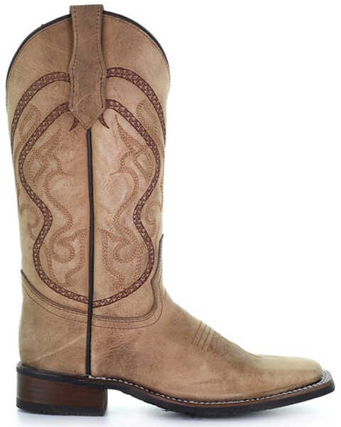 Corral Women's Saddle Embroidered Leather Western Boot - Broad Square Toe, Tan, hi-res