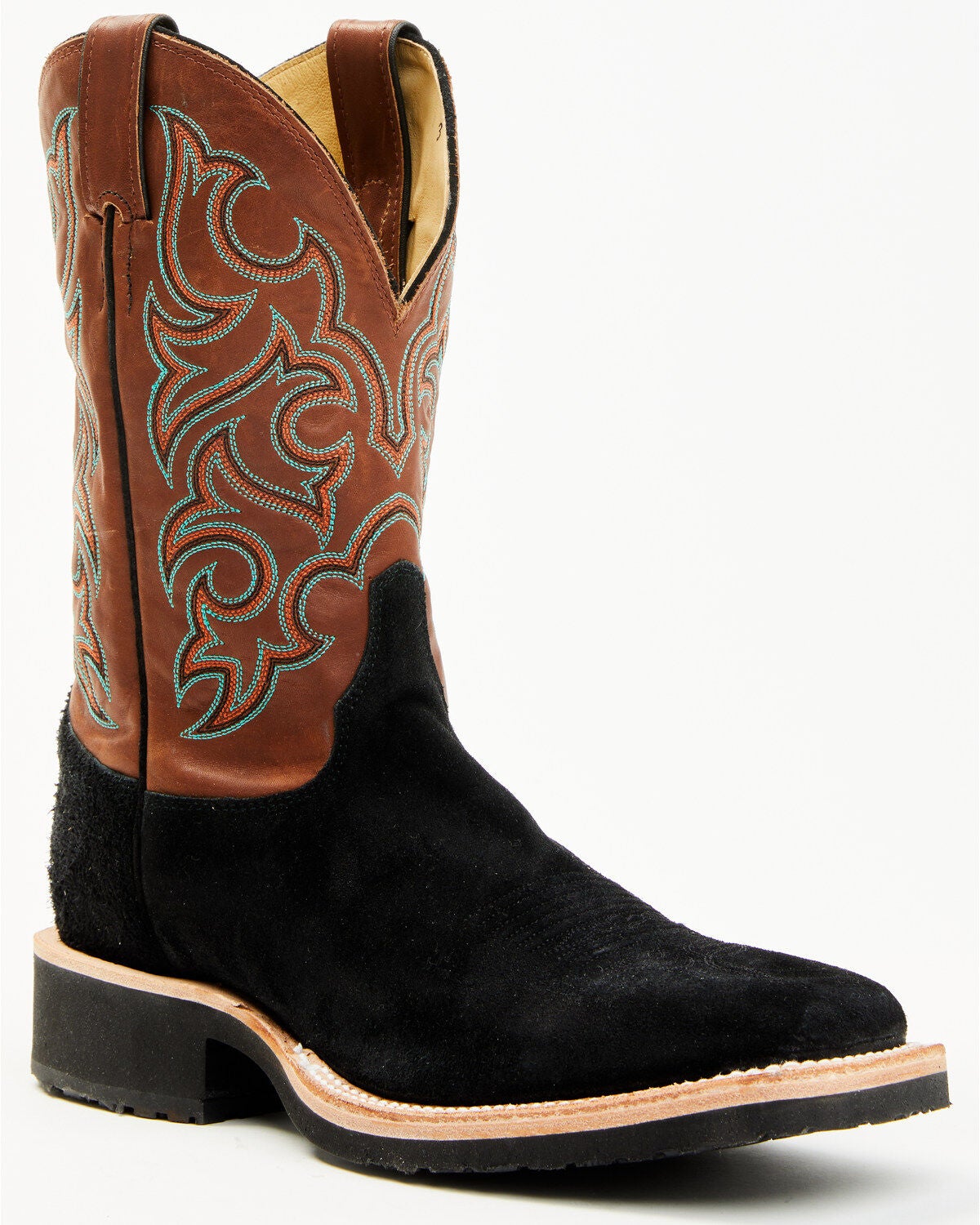 Justin Men's Alamo Roughout Performance Western Boots - Broad Square Toe, Black, hi-res