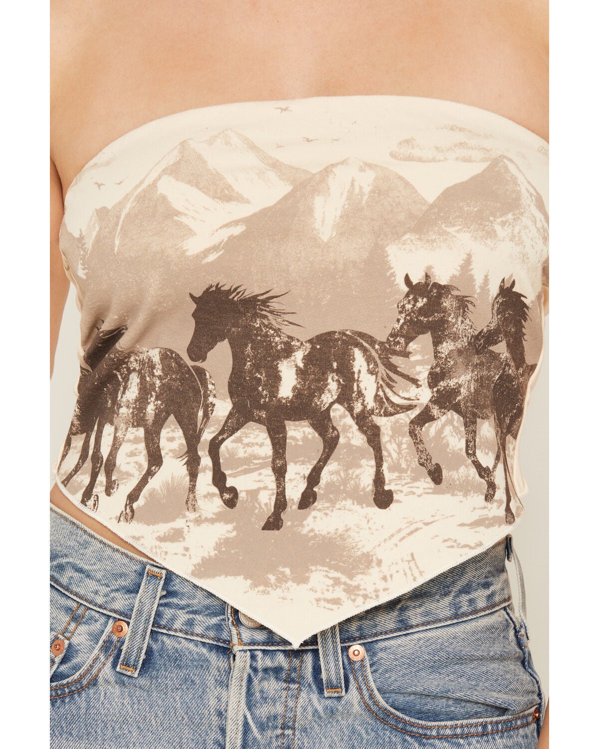 Image #5 - Cleo + Wolf Women's Running Horse Strapless Tie Top, Natural, hi-res