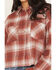 Image #3 - Ely Walker Women's Boot Barn Exclusive Plaid Print Long Sleeve Button-Down Cropped Flannel Shirt, Burgundy, hi-res