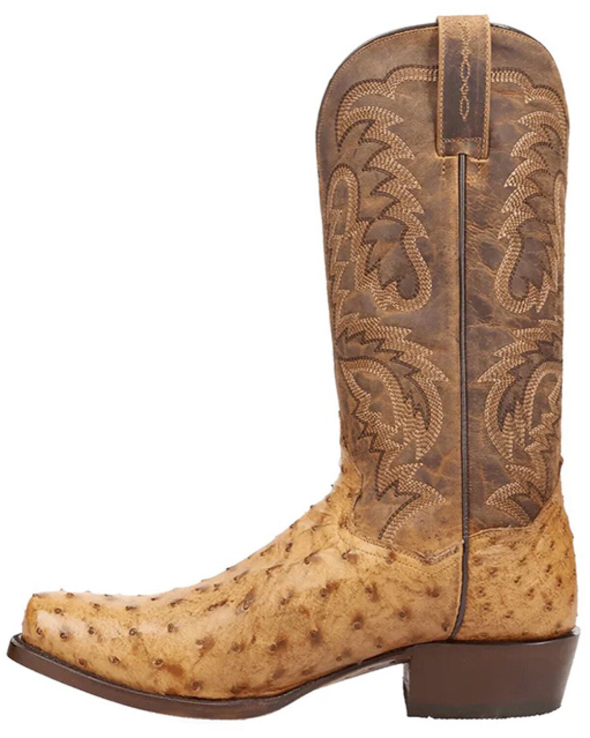Image #3 - Dan Post Men's Marco Exotic Full-Quill Ostrich Western Boots - Square Toe, Brown, hi-res