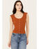 Shyanne Women's Pointelle Button Front Sweater Shirt, Pecan, hi-res