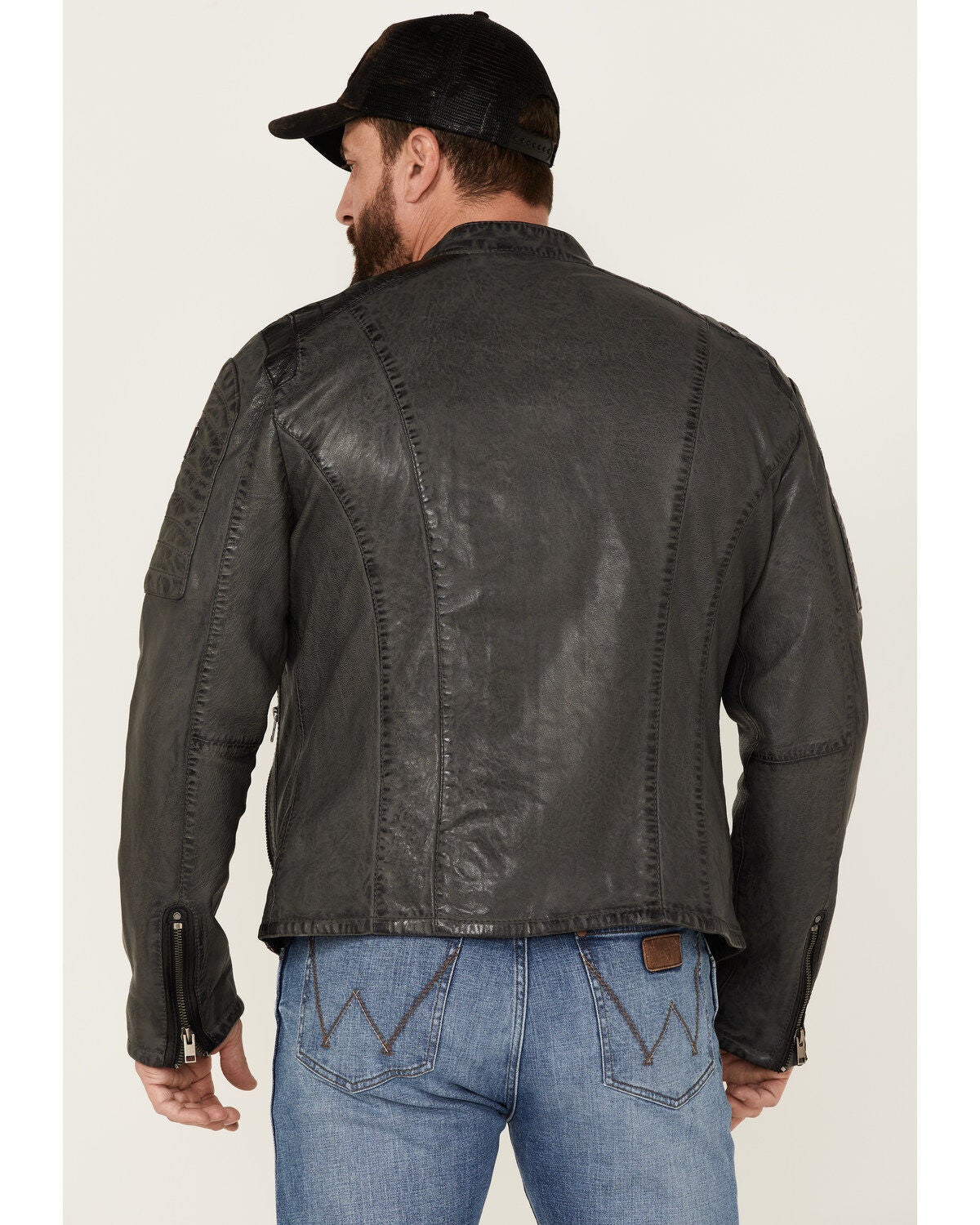 Image #4 - Maruitius Leather Men's Plexo Gray Zip-Front Leather Moto Jacket, , hi-res