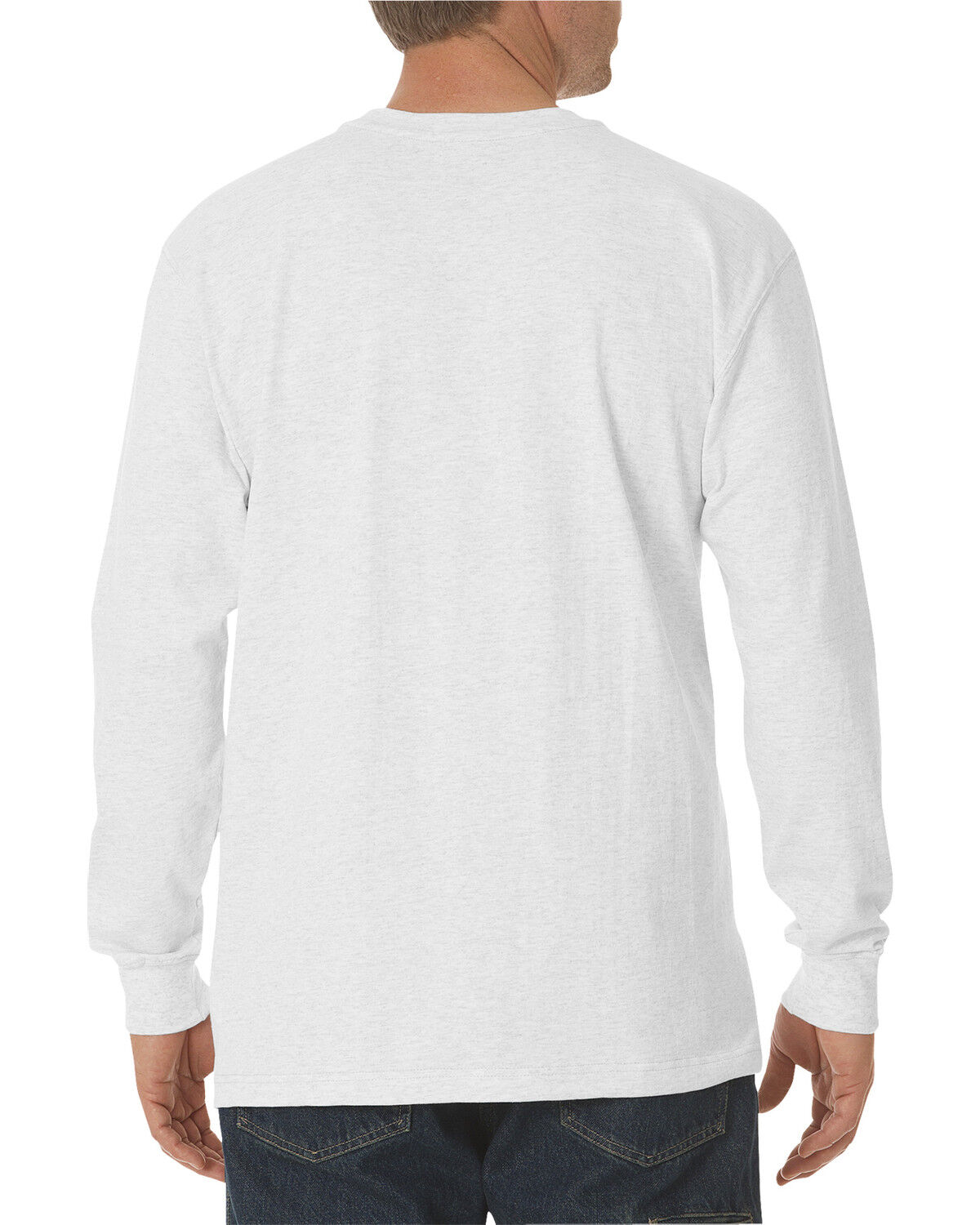 Image #2 - Dickies Men's Long Sleeve Heavyweight Crew Neck Tee, White, hi-res