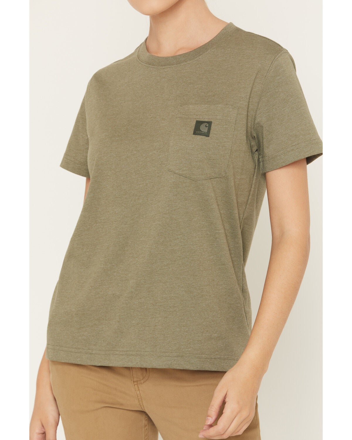 Image #3 - Carhartt Women's Relaxed Fit Lightweight Short Sleeve Pocket Tee - Plus, Heather Green, hi-res