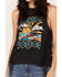 Rock & Roll Denim Women's Vintage Graphic Fringe Tank, Charcoal, hi-res