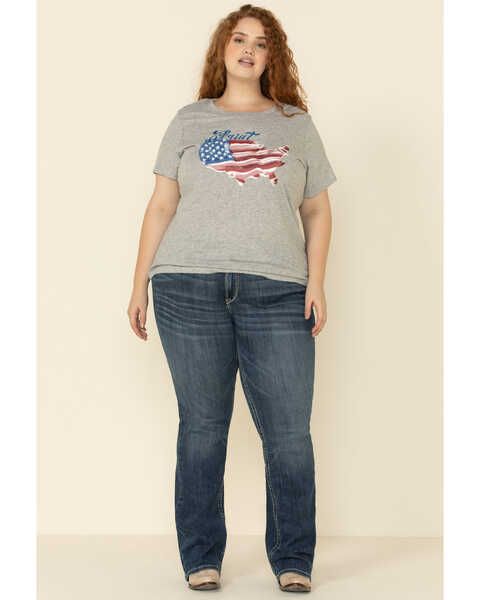 Image #2 - Ariat Women's R.E.A.L. Heather Gray Painted States Tee - Plus, , hi-res