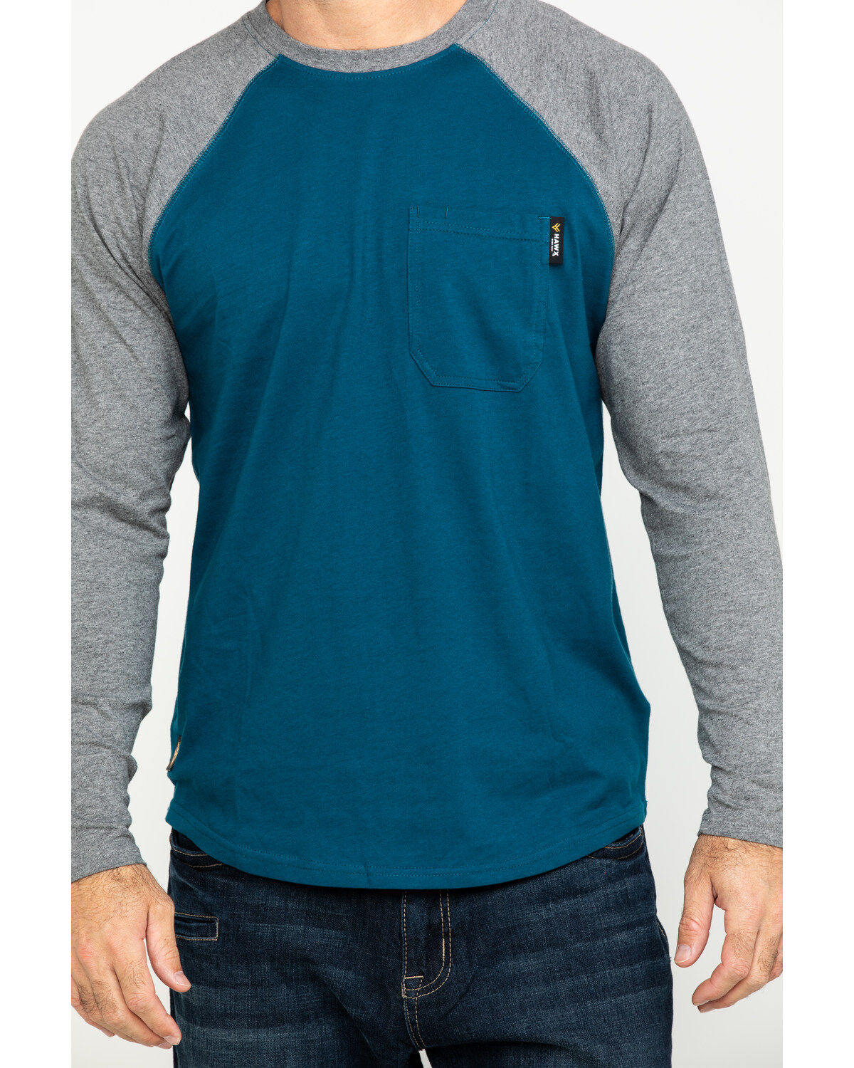 Image #4 - Hawx Men's Charcoal Baseball Raglan Crew Long Sleeve Work Shirt - Tall, , hi-res